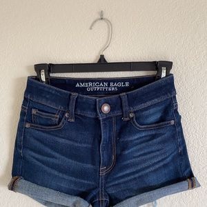 Size 00 Dark Wash American Eagle Hi-Rise Shorts